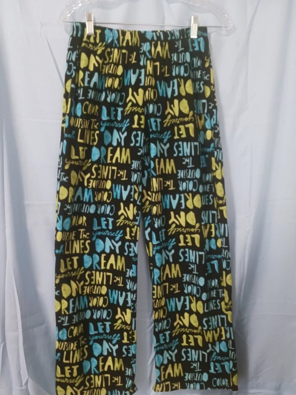 HUE Womans Small Pajama Pants Blue & Green Plush Bottoms